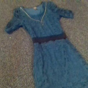 Dots Puff quarter sleeve casual dress